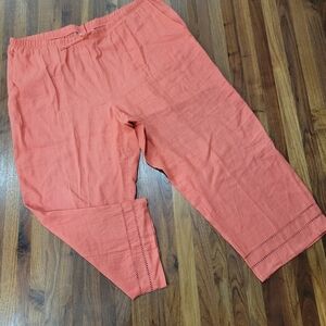 David Dart 100% Linen Crop Pants Coral Pink Size 1X